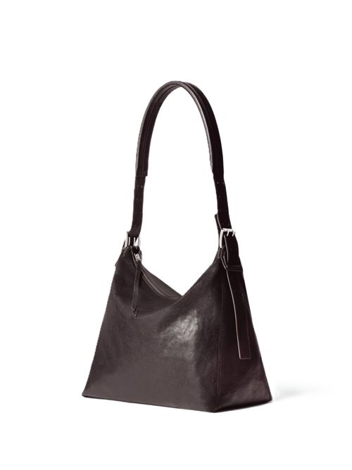 SMALL BELTED HOBO BAG IN LEATHERPaper Lux Leather Lemaire | BG0223 LL0108BR490 DARKCHOCOLATE